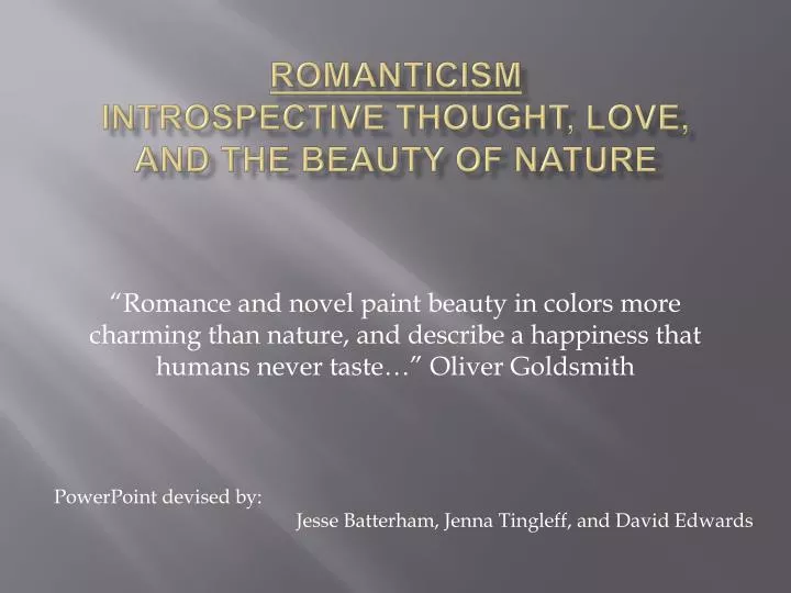 romanticism introspective thought love and the beauty of nature