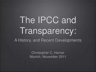The IPCC and Transparency: