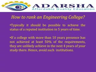 How to rank an Engineering College?