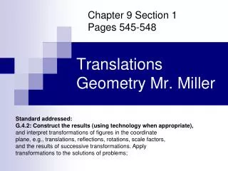 Translations Geometry Mr. Miller