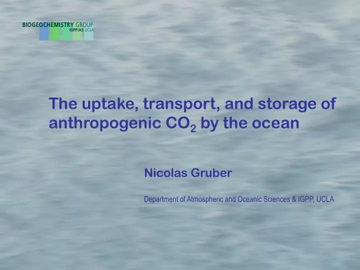 the uptake transport and storage of anthropogenic co 2 by the ocean