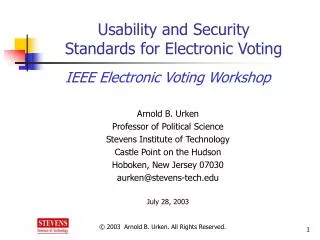 Usability and Security Standards for Electronic Voting