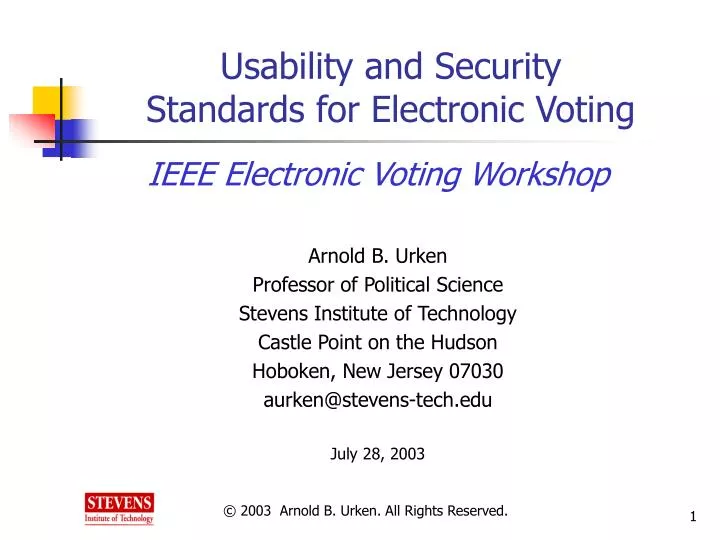 usability and security standards for electronic voting