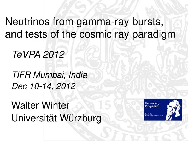 neutrinos from gamma ray bursts and tests of the cosmic ray paradigm