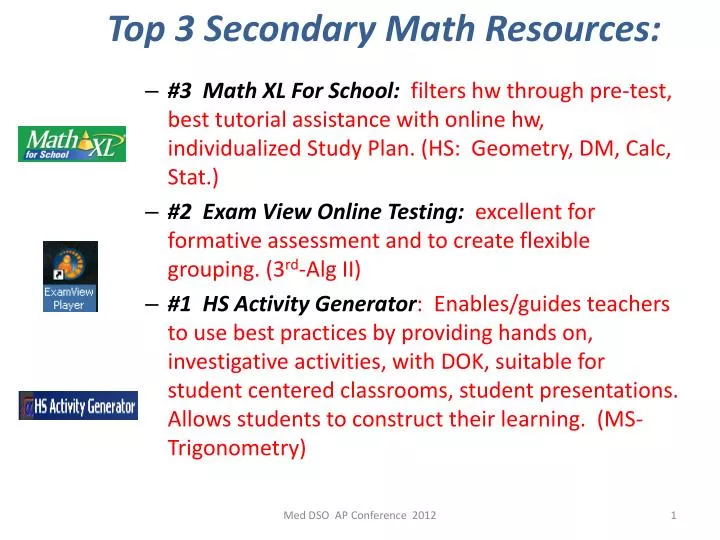 top 3 secondary math resources math