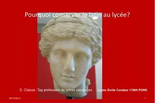 pourquoi conserver le latin au lyc e