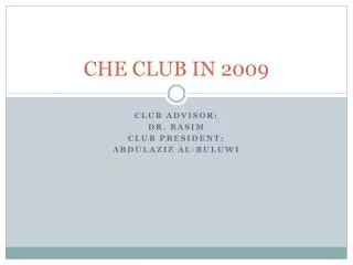 CHE CLUB IN 2009