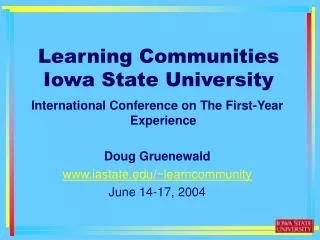 Learning Communities Iowa State University