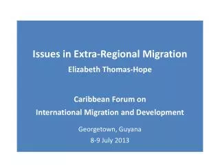 Some Critical elements of the current migration pattern in terms of development