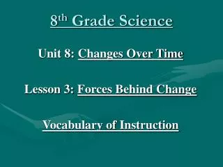 8 th Grade Science