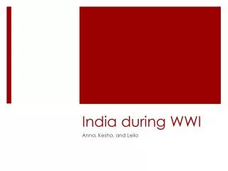 India during WWI