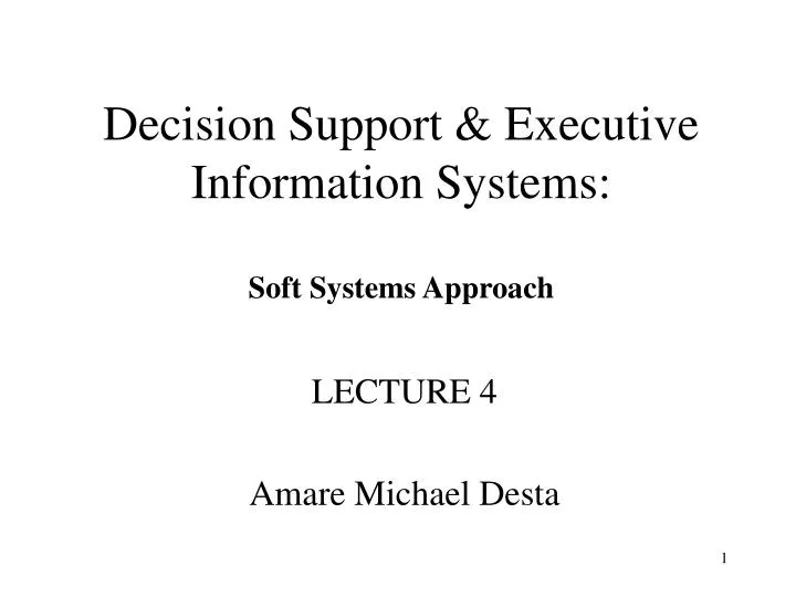 decision support executive information systems soft systems approach
