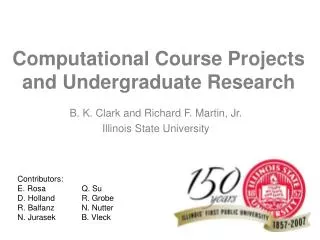 Computational Course Projects and Undergraduate Research