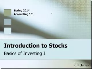 Introduction to Stocks