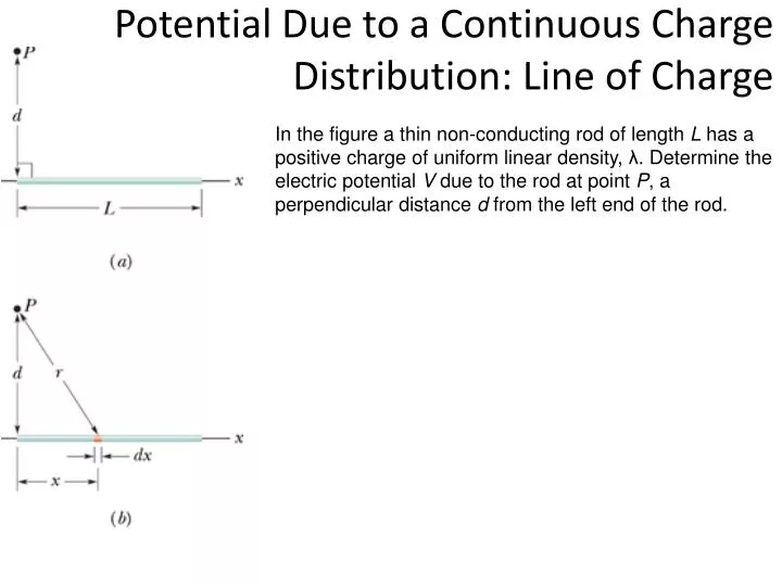 potential due to a continuous charge distribution line of charge