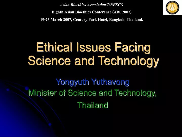 ethical issues facing science and technology