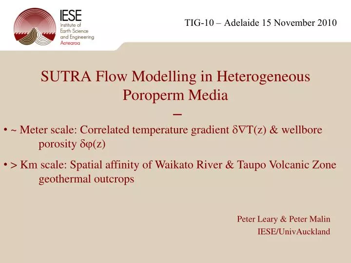 sutra flow modelling in heterogeneous poroperm media