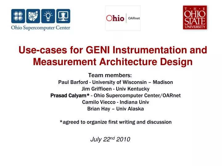 use cases for geni instrumentation and measurement architecture design