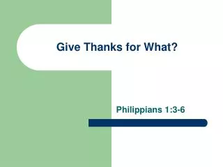 Give Thanks for What?