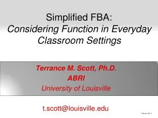 Simplified FBA: Considering Function in Everyday Classroom Settings
