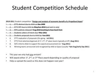 Student Competition Schedule