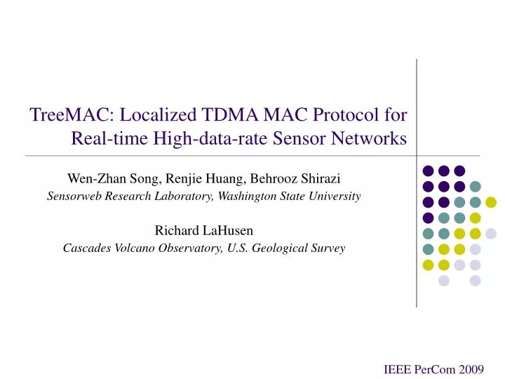 treemac localized tdma mac protocol for real time high data rate sensor networks