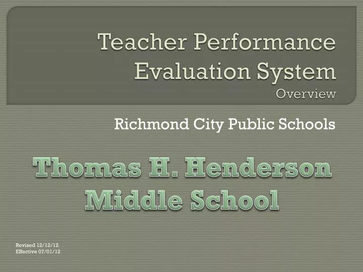 teacher performance evaluation system overview