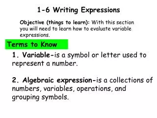 1-6 Writing Expressions