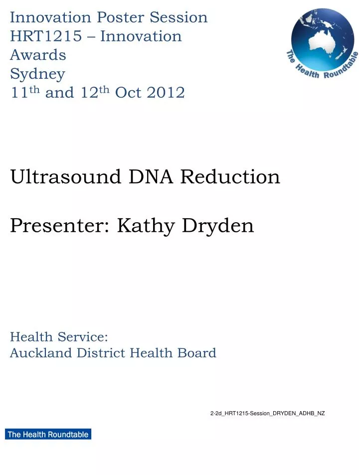 ultrasound dna reduction presenter kathy dryden