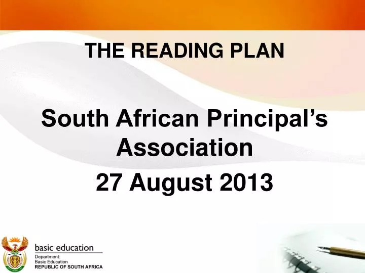 the reading plan south african principal s association 27 august 2013