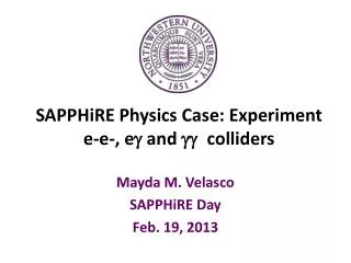 SAPPHiRE Physics Case: Experiment e- e -, e g and gg colliders