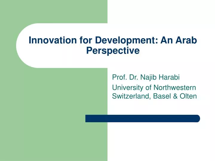 innovation for development an arab perspective