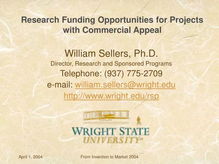 research funding opportunities for projects with commercial appeal