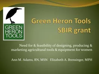 Green Heron Tools SBIR grant