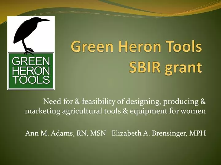 green heron tools sbir grant