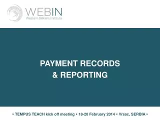 PAYMENT RECORDS &amp; REPORTING