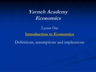 Yavneh Academy Economics