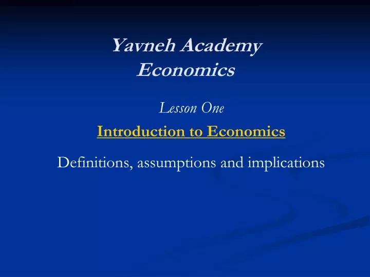 yavneh academy economics