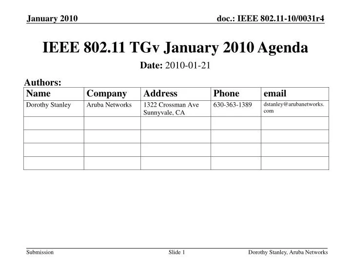 ieee 802 11 tgv january 2010 agenda