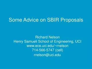 Some Advice on SBIR Proposals