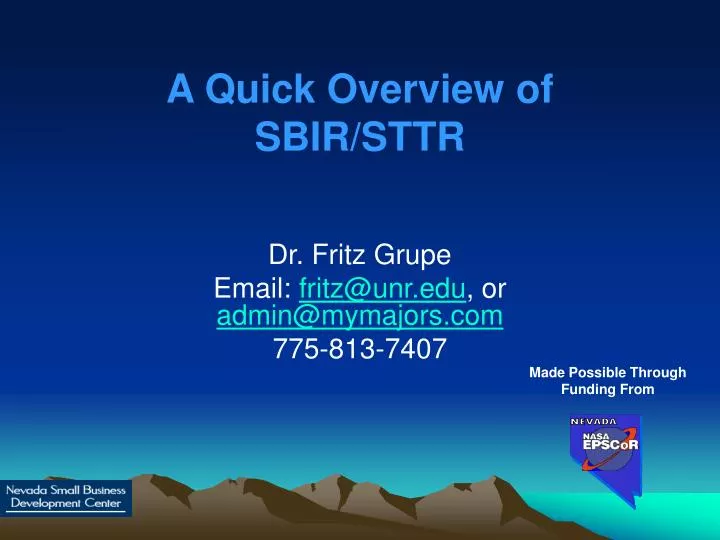 a quick overview of sbir sttr