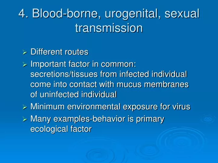 4 blood borne urogenital sexual transmission