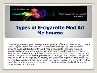 Types of E-cigarette Mod Kit Melbourne