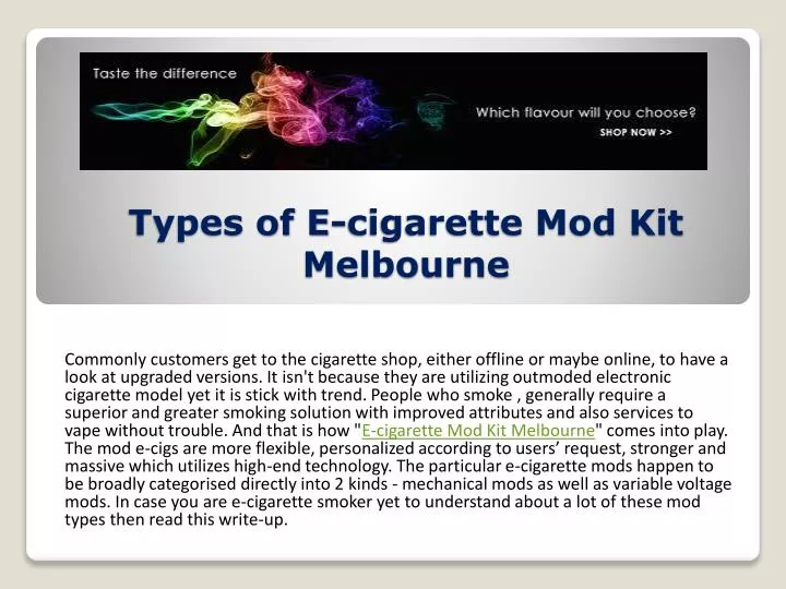 types of e cigarette mod kit melbourne