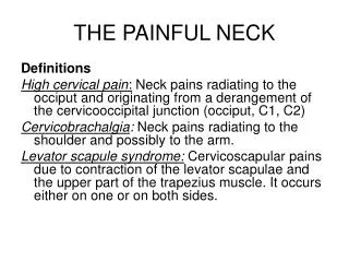 THE PAINFUL NECK