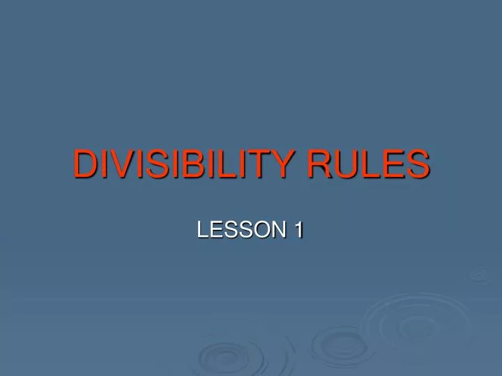 divisibility rules