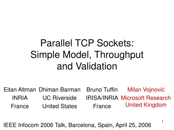 parallel tcp sockets simple model throughput and validation