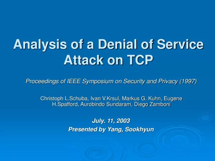 analysis of a denial of service attack on tcp