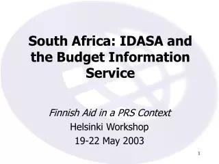 South Africa: IDASA and the Budget Information Service