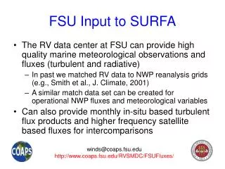 FSU Input to SURFA